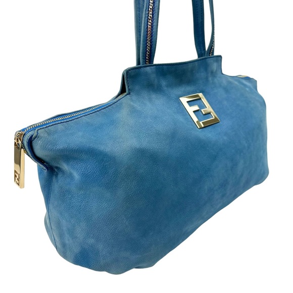 FENDI Blue Suede Nubuck Big Oversized Tote - Picture 3 of 10